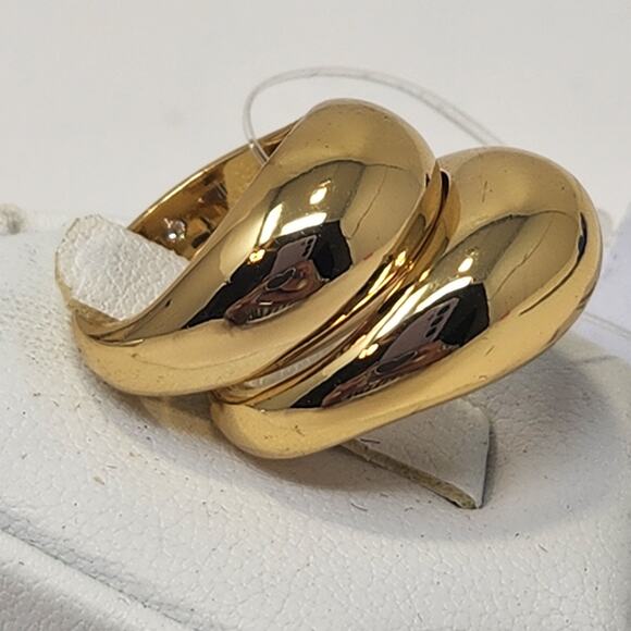 Baublebar Maro Ring Set of 2 Shiny Gold Plated Dome Band Size 4.75 Jewelry New - Picture 3 of 6